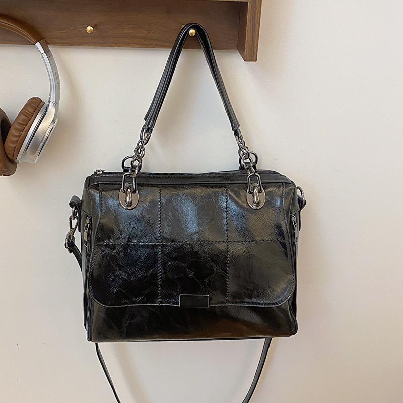 

Женская сумка большой вместимости, городская, простая, из ПУ, сумка-мессенджер, портативная, сумка-тоут для поездок на работу чёрный