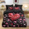 3pcs Valentine's Day Romantic Love Imitation 3D Print Coreles Down Duvet Cover Set Multi Size Bedrom Beding Decoration