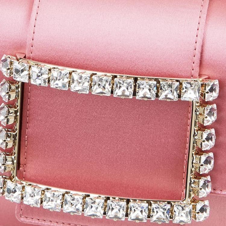 Roger Vivier Rv Tres Vivier Mini Satin Chain Shoulder Bag With Rhinestone Buckle Women shoulder bag Pink RBWANAB1020KE81F46