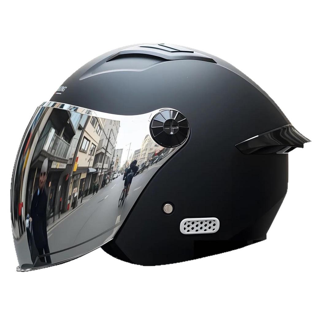 3C Class A Electric Motorcycle Helmet with Silver Lens, All-Season Safety for Men & Women, Ideal for Food Delivery.