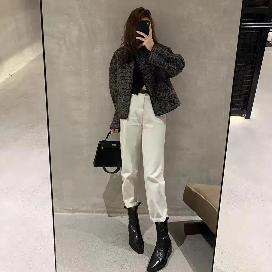 Ankle Boots Women Retro Pointed V Mouth Thick Heel Wrinkled Western Cowboy Boots Platform Shoes Women