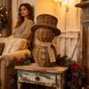 Christmas Snowman Faux Rattan Table Centerpieces Winter Rustic Snowman Figurines with Hat for Indoor Outdoor Bedroom Living Room