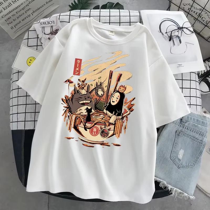 

Hayao Miyazaki Anime Series Totoro Printed Men s and Women s Casual Loose Round Neck Short Sleeves Harajuku Anime Tshirt 4XL