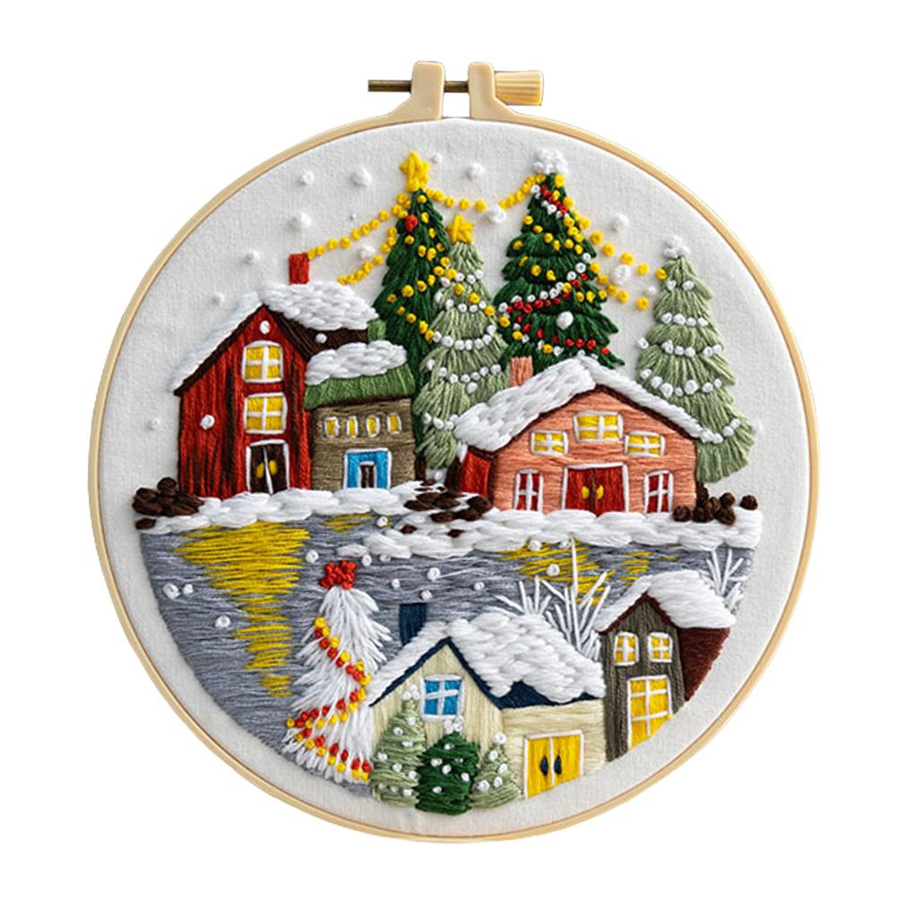 

Counted Stamped Embroidery Kit Multi-Purpose Christmas Series Craft Needlework Handmade for Wall Paintings/Coasters/Napkin Rings