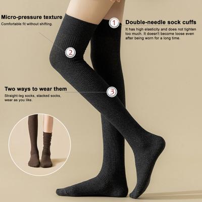 Damen Oberschenkelhohe Socken Extra Lange Über Knie Socken Dicke Baumwollstrick