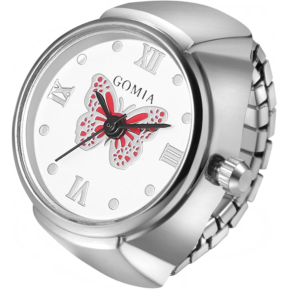Silver Analog Ring Watch Waterproof Free Size for Women