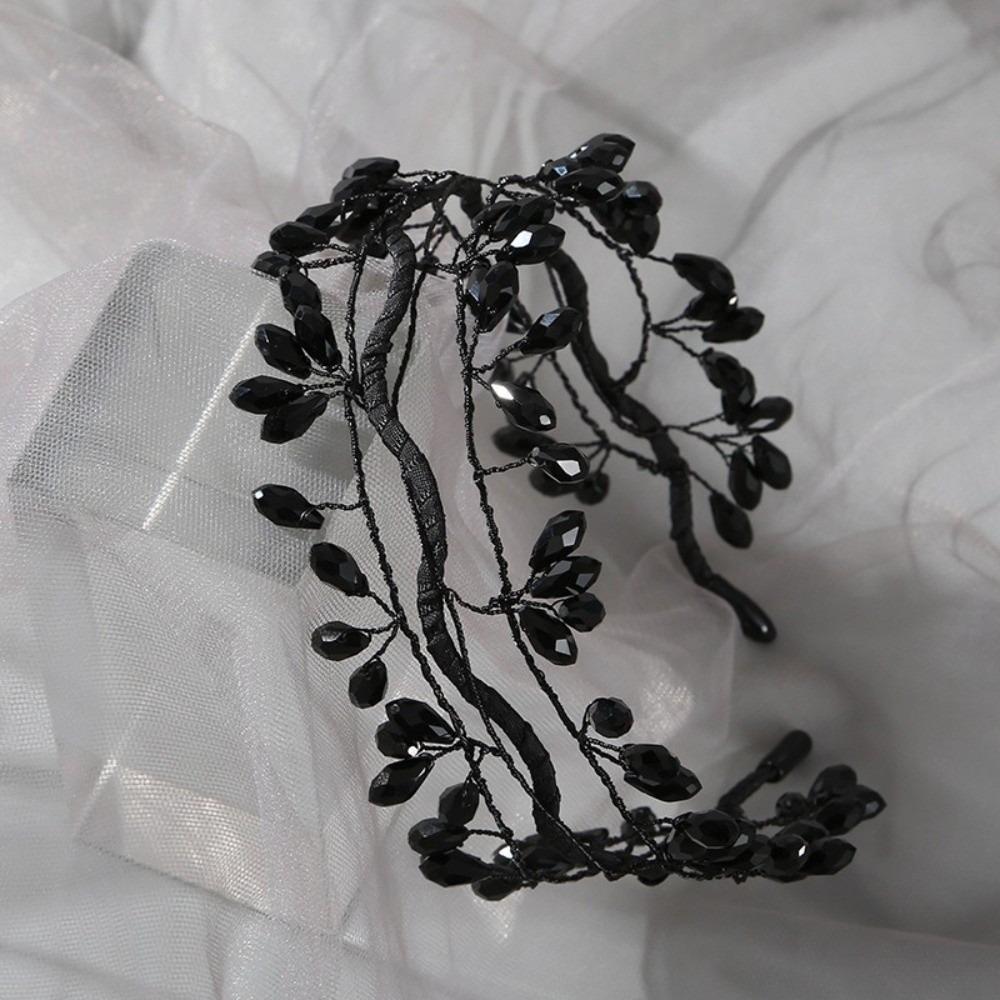 Woven Wire Hair Hoop Elegant Headpiece Super Temperament Crystal Leaf Branch Headband Formal Prom