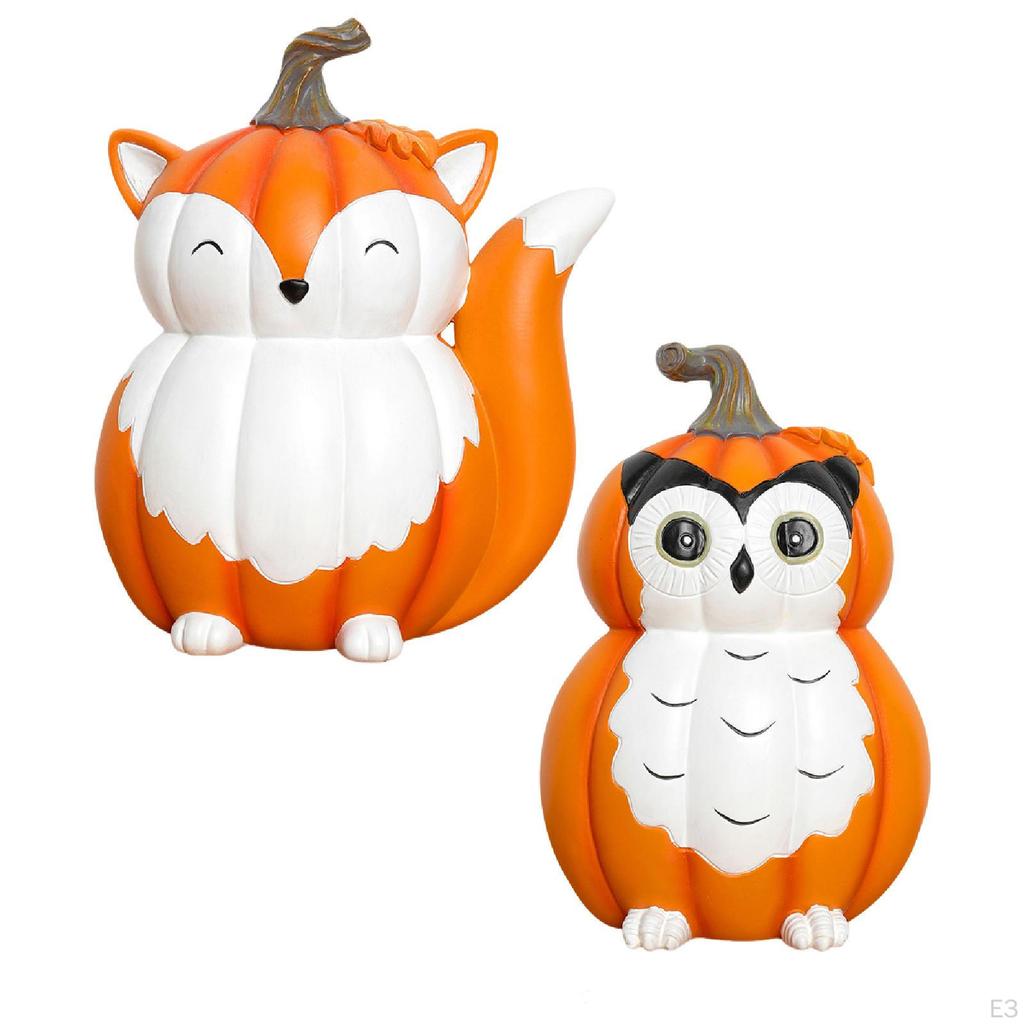 Animal Pumpkin Figurine Desktop Ornament Halloween Gift Collection Statue Sculpture for Bedroom