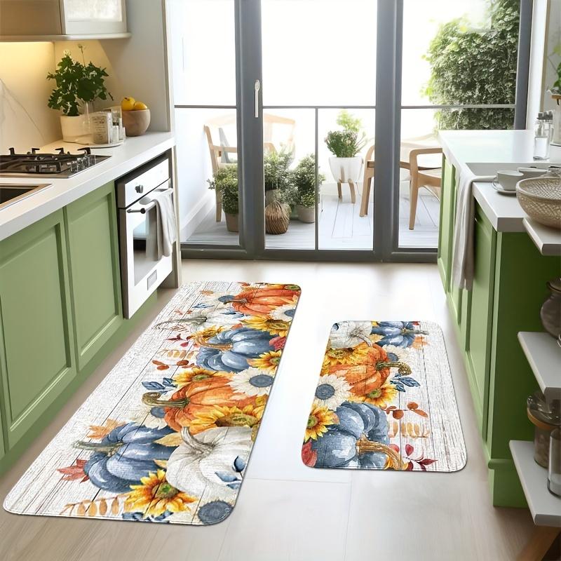 1Pcs Anti Fatigue Kitchen Rugs Autumn Harvest Print Waterproof Non-Slip Thick Cushioned Kitchen Mat Heavy Duty Comfort Standing Mat for Kitchen
