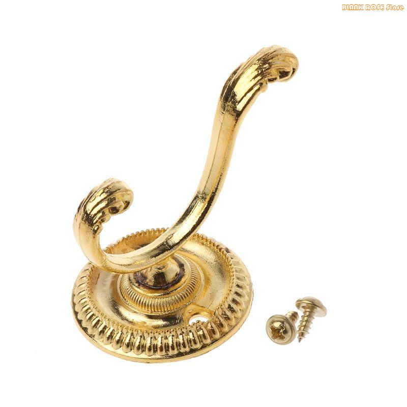 K1AE Heavy Duty Wall Hooks Antique Hanger Sturdy Decorative Coat Racks Zinc Alloy Double Hook for Hanging Hats Towels Keys