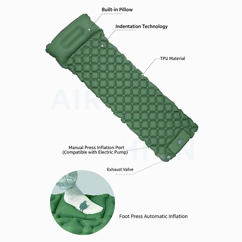 Lightweight Sleeping Air Mattress Ultralight Built In Inflator Pump Outdoor for Camping Hiking Travel