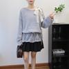 Gentle wind knitted sweater top early autumn new thin hollow sweet design sweater pullover woman