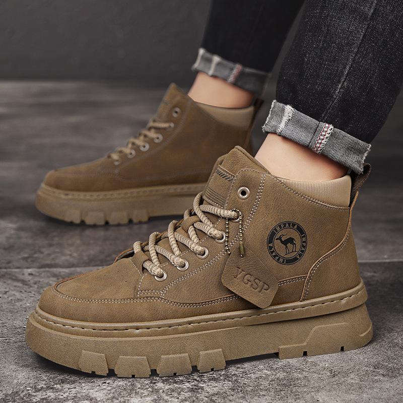 Autumn Men's Martin Boots 2024 New High-top Tooling Martin Boots Men's Casual Versatile Leather Trendy Martin Shoes