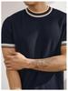 Summer Men's White Striped Short-Sleeve Knit Top
