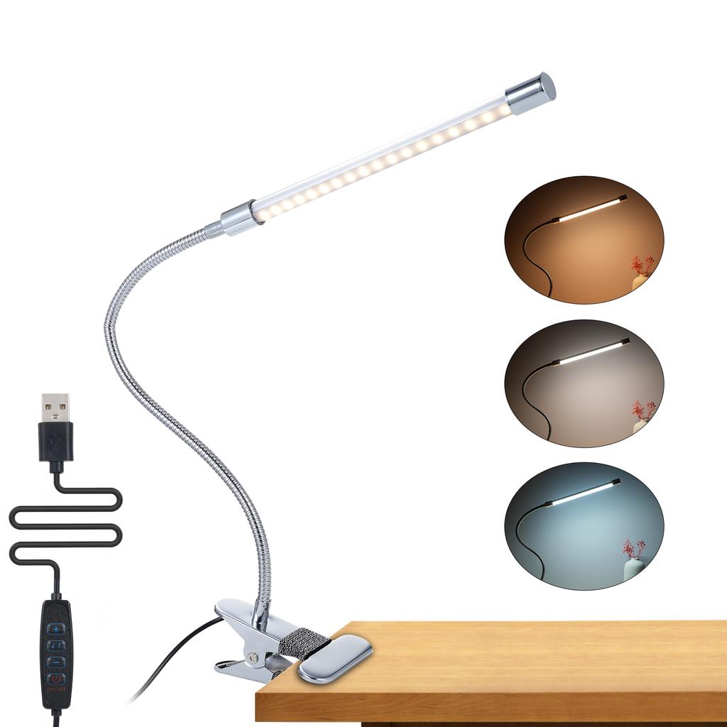 DC5V 10W 36 LED Clamp Clip Desk Lamp USB/3 Color Temperature/Dimmable/Flexible Bendable Goose Neck/Adjustable Illumination Angle