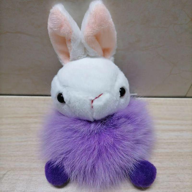 Cartoon Animation Real Fox Plush Rabbit Key Chain Pendant Fashion Kawaii Rabbit Fur Ball Car/Backpack Accessories Ppendant Toy