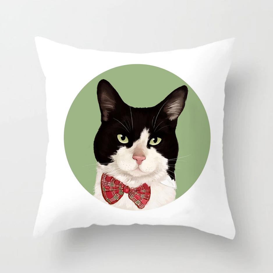 Funny Cute Cat Cushion Cover Cartoon Pets Pillows Cases for Sofa Home Decoration Pillowcase Polyester Throw Pillow Case 45*45cm