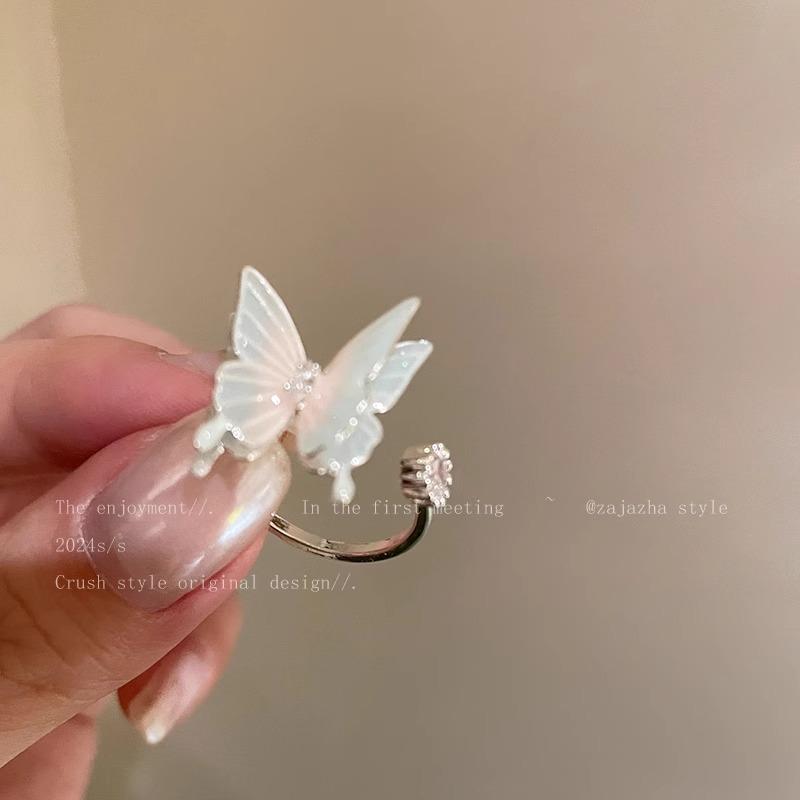 

Super fairy colored butterfly opening ring, female niche design, index finger rings opening adjustable белый