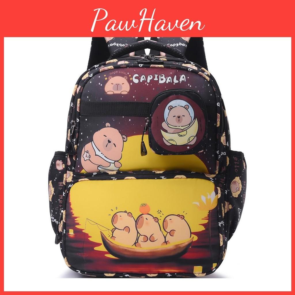 Cartoon Capybara Child Backpack Large Capacity Breathable Anti Water Splashing