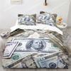 Money Print Duvet Cover KingQueen Size,Dollar Bills with The Portrait of Ben Franklin,Decorative Polyester Bedding Set