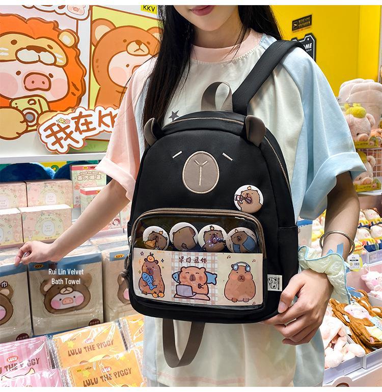 High-Capacity Capybara Backpack - Japanese Cartoon Schoolbag for Students and Travel