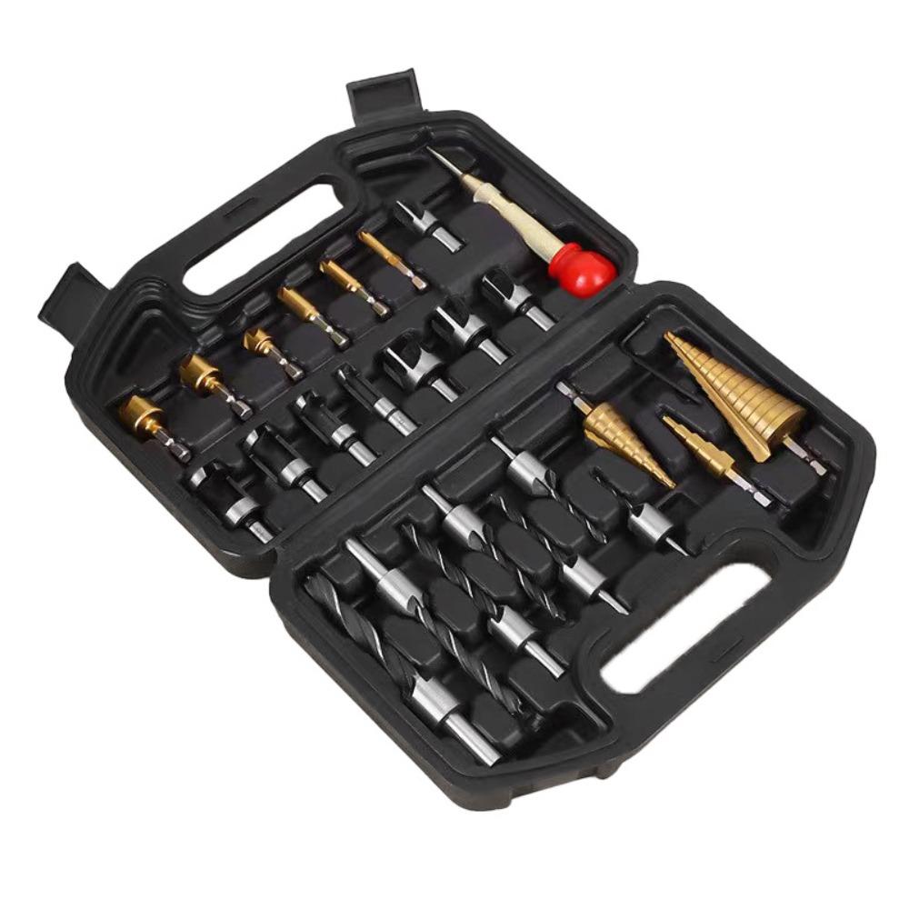 26Pcs Three-point Countersunk Wood Plug Multi-Size Drilling Wood Plug Cutter  Power Tool Accessory
