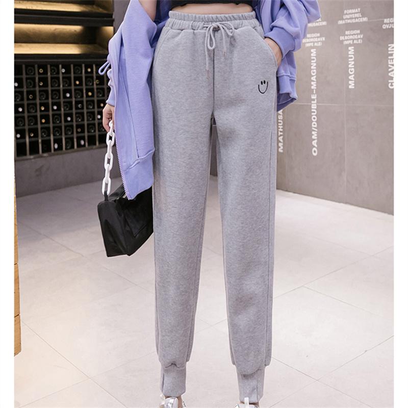 2022 Autumn Winter Thick Warm Elastic Waist Loose Women Sweatpants Trousers Solid Casual Harem Pantalones Streetwear Sport Pants