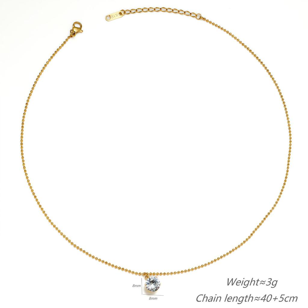 Wind Titanium Steel Rose Gold Collarbone Chain, Six-Claw Zircon Collarbone Chain, Temperament, Small Single Diamond Necklace, Women