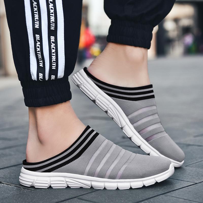Summer Men Outdoor Sandals Lightweight Breathable Slip-on Casual Women Indoor Slippers Soft and Anti-slip Mesh Upper Sneakers
