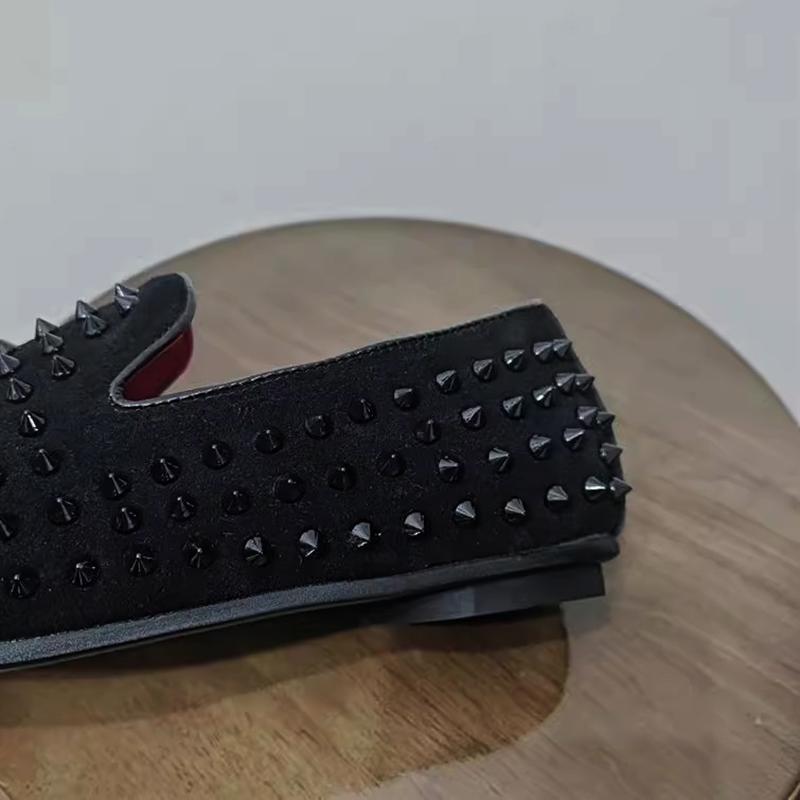 Fashion Personalized Foot Set Loafers Willow Spikes Men's Studded Leather Shoes Korean Hair Stylist Bean Shoes Handmade Dress Shoes A8