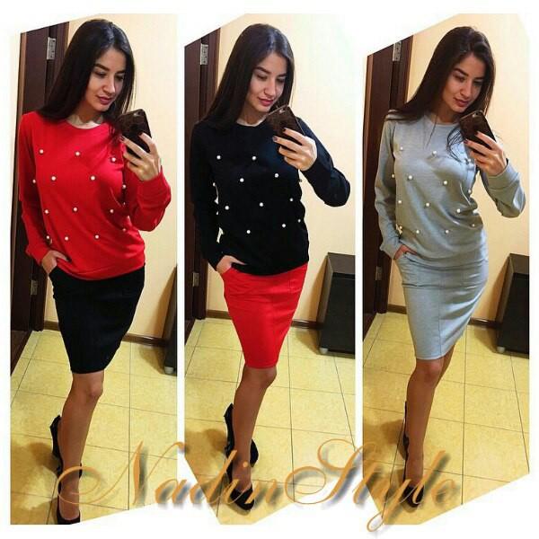 European and American Pearl-Embellished Long-Sleeve Sweatshirt