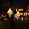 Unique Halloween Gift Ideas Hanging Ghost with LED Lights, Spooky White Gauze Glowing Ornament, Night Festival Scene Decorations Flexible Figures for
