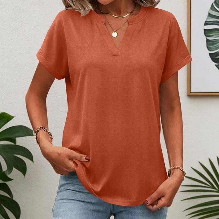 Women Summer V Neck Short Sleeve Tunic Tops Business Work Blouses Tee Shirts