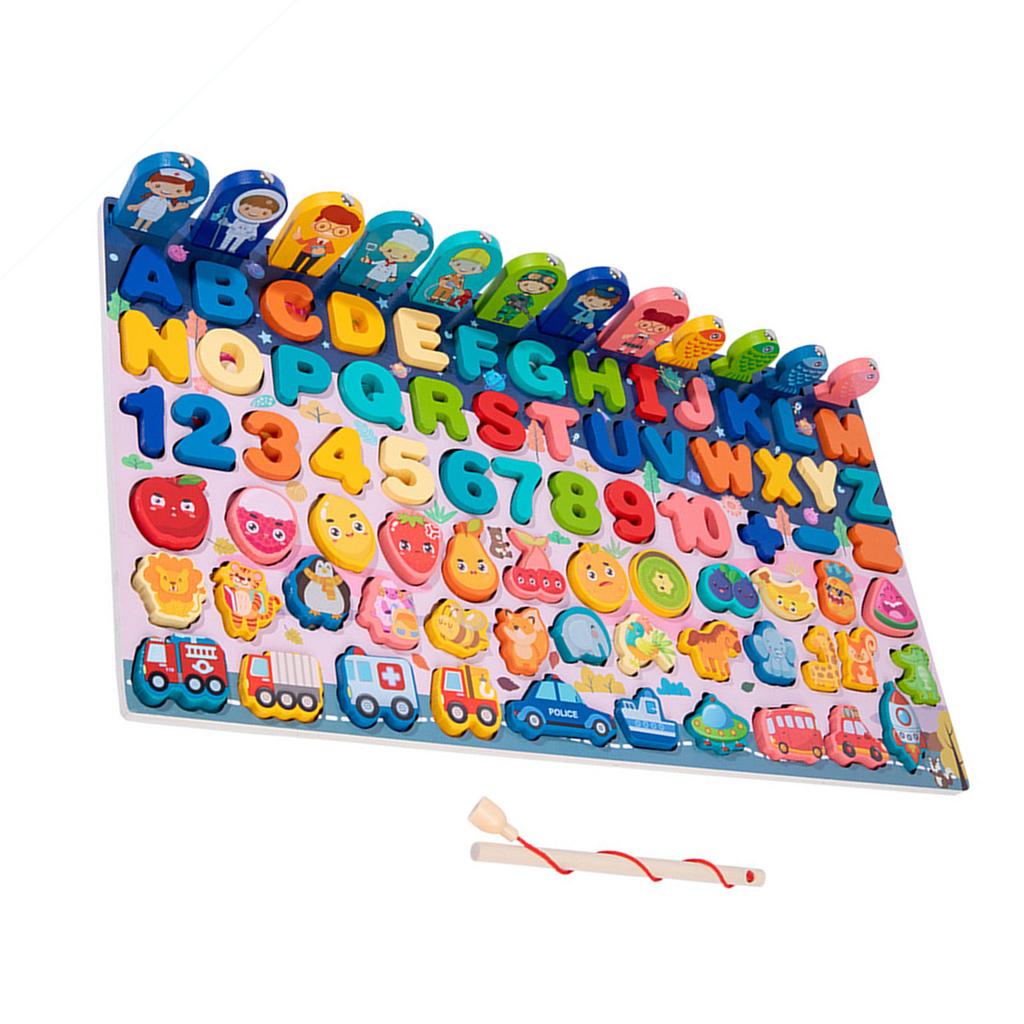 Wooden Puzzles Toddler Toys Educational Bright Color Number Shape Puzzles Board Learning Toys Fruit