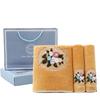 Wholesale Fashionable Two-piece Set of Fiber Absorbent Embroidered Towel Gift Box with Flower Towel Gift Box Bath Towel3pcs