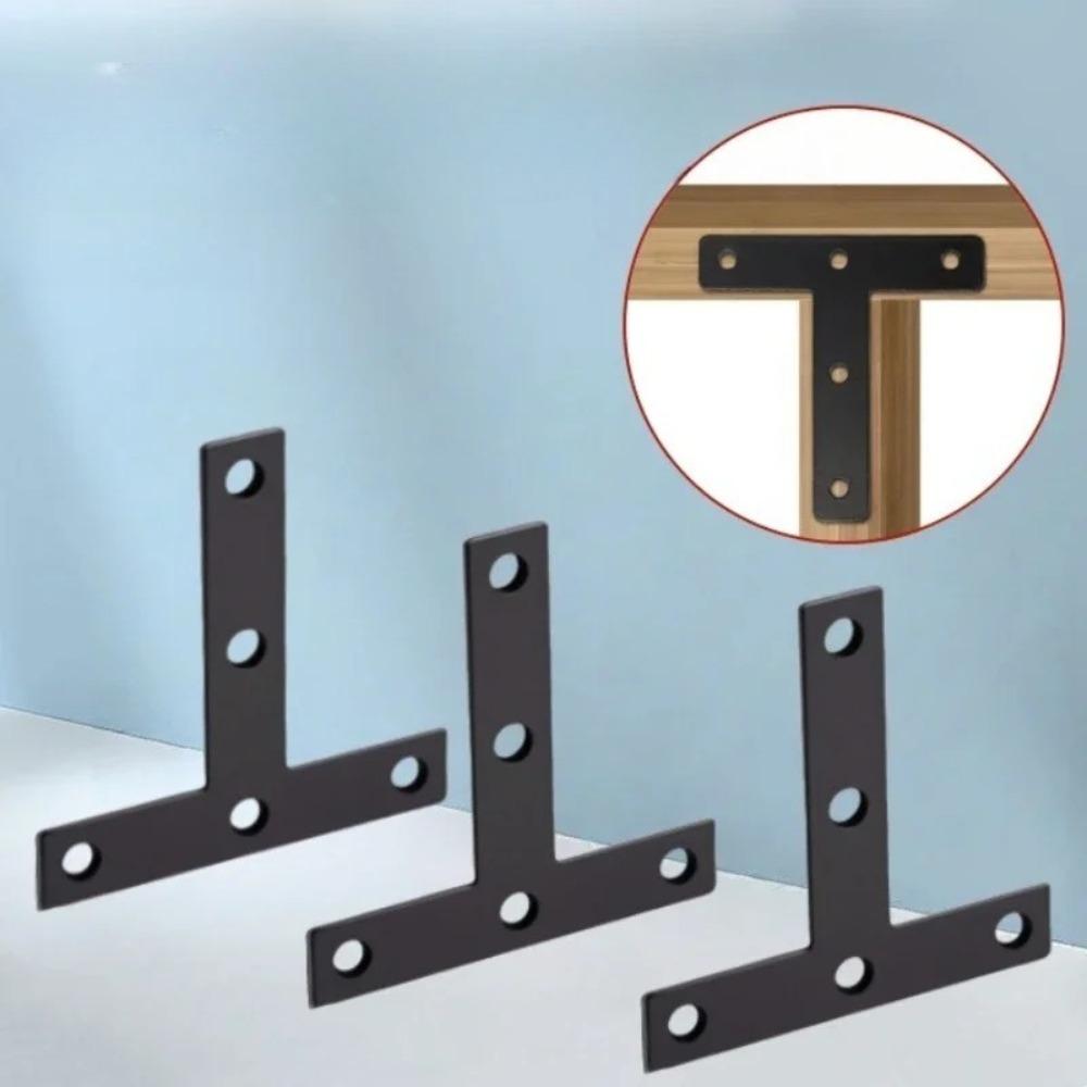 4PCS T Shape Corner Brace, Metal Hardware Connectors for Cabinet Chair Table Furniture Repair, No Screws