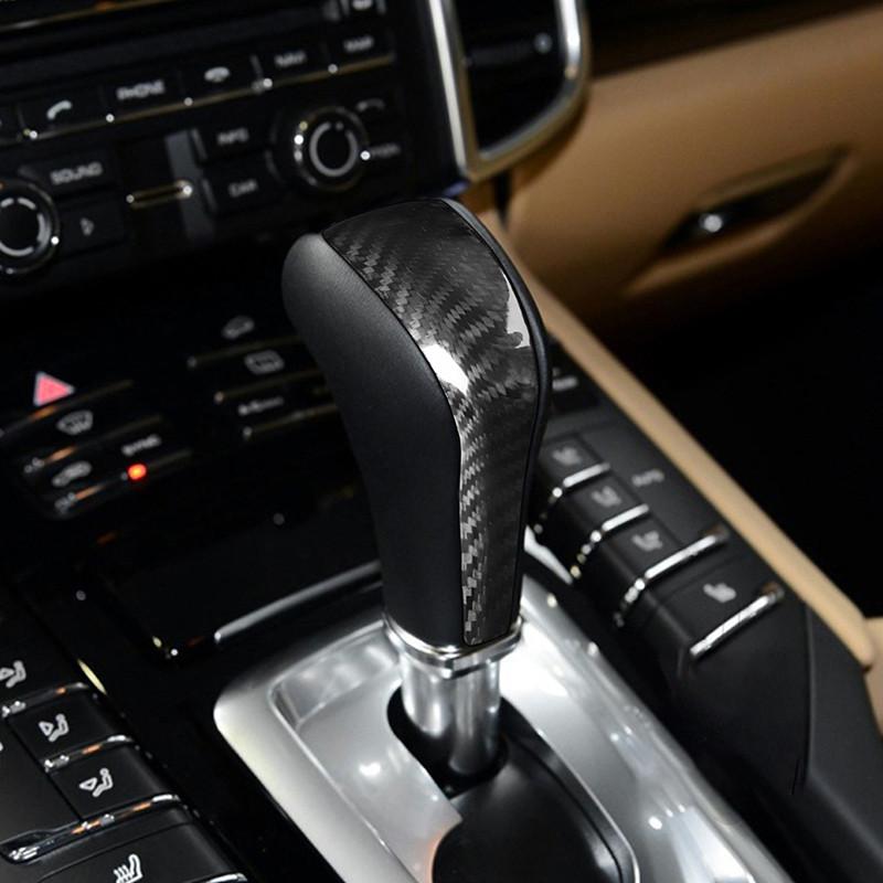 For Porsche Cayenne 958 2011-2017 Carbon Fiber Gear Shift Knob Cover Interior Gear Shift Lever Knob Trim Replacement