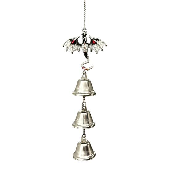 Traditional Gift Retro Dragon Hanging Bells, Metal Flying Wind Chime, Rustic Entrance Door Fantasy Outdoor Garden Ornament for Patio Porch Yard