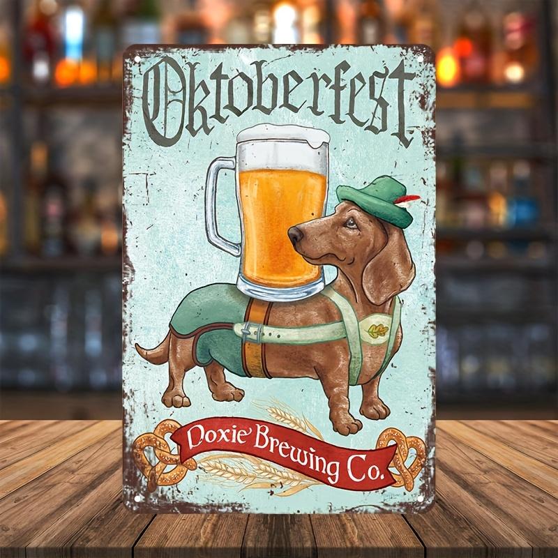 

Oktoberfest Dachshund Dog Metal Sign Frameless Vintage Wall Art WeatherResistant Iron Decor for Man Cave Garage Family Ro 20x30cm（7.8x11.8inch）