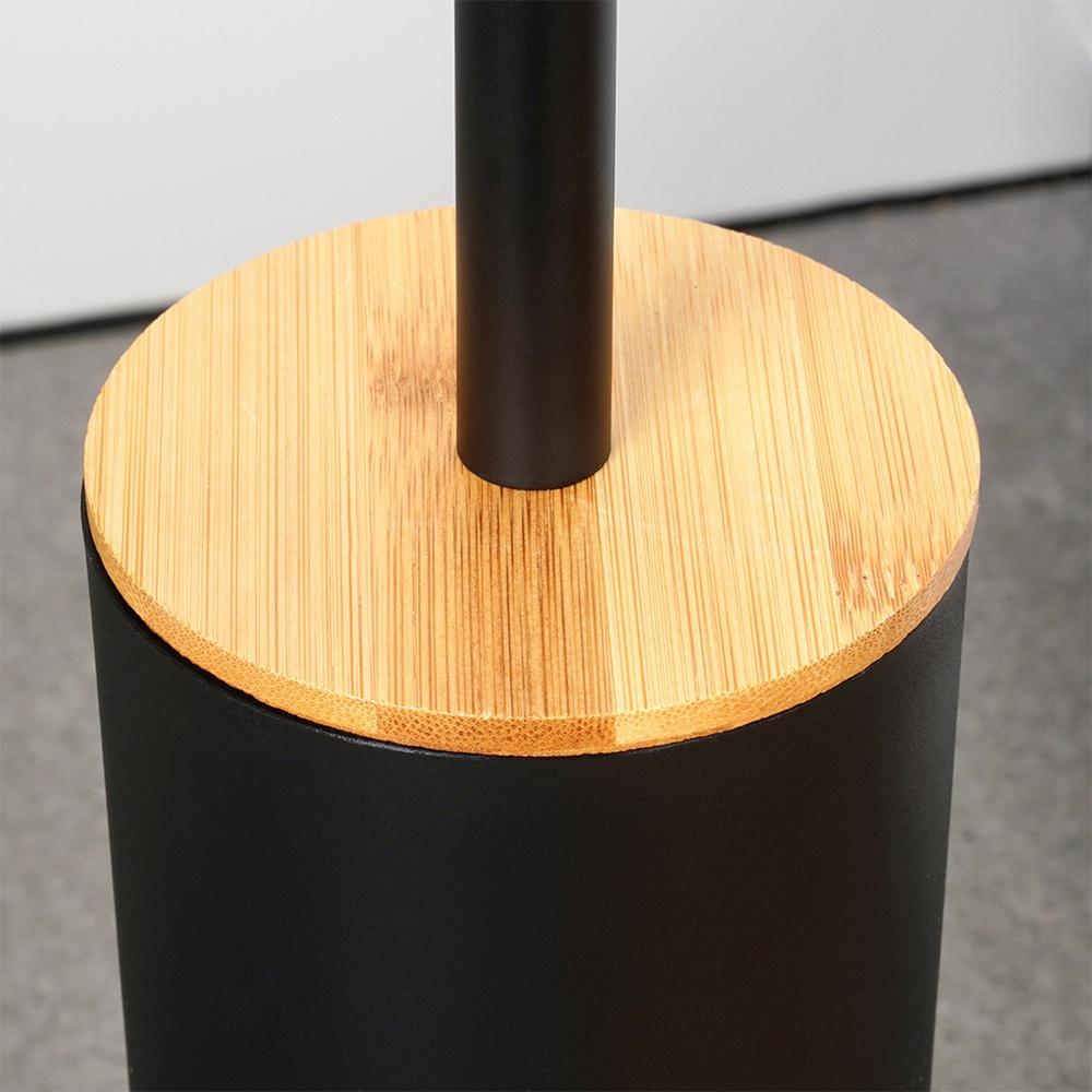 Silicone Toilet Brush Bathroom Toilet Holder Stand Black Bamboo