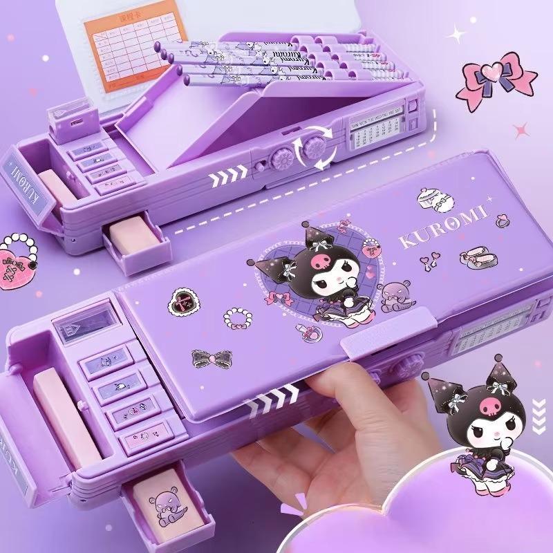 Kuromi My Melody Cinnamoroll Caja de Papelería Periférica de Anime Para Niñas Caja de Lápices Multifuncional con Candado de Contraseña Regalo para Estudiantes