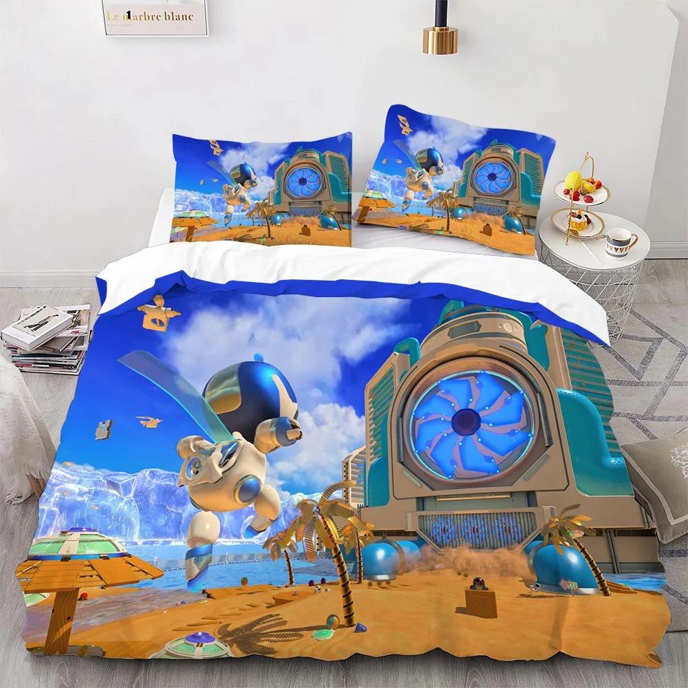 Astro Bot Cute Cartoon Bedding Set Duvet Set Single Double Bed King Size Bed Set Adult Boys Bedroom Duvet Cover Pillow Case