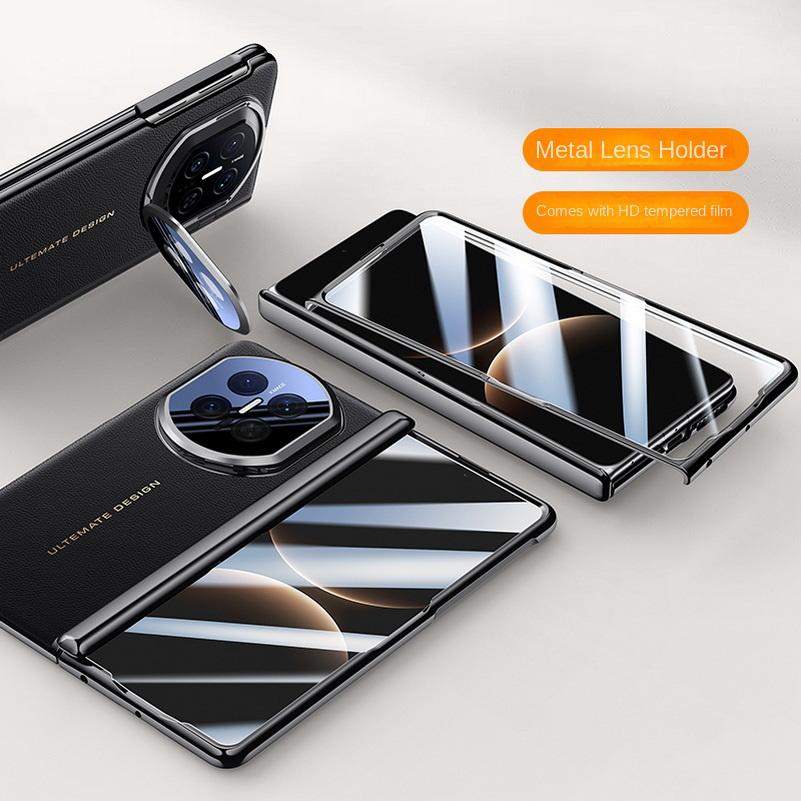 Electroplate Spring Hinged Plain Leather Tempered Glass Protect Case For Huawei Mate X7 HUAWEI MATE X7 All-inclusive Cover