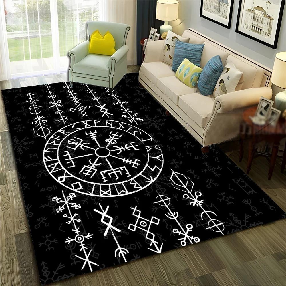 Nordic Viking Odin Valhalla Valknut Carpet Rug for Bedroom Living Room Home Sofa Decoration,Children Game Large Decor Floor Mat