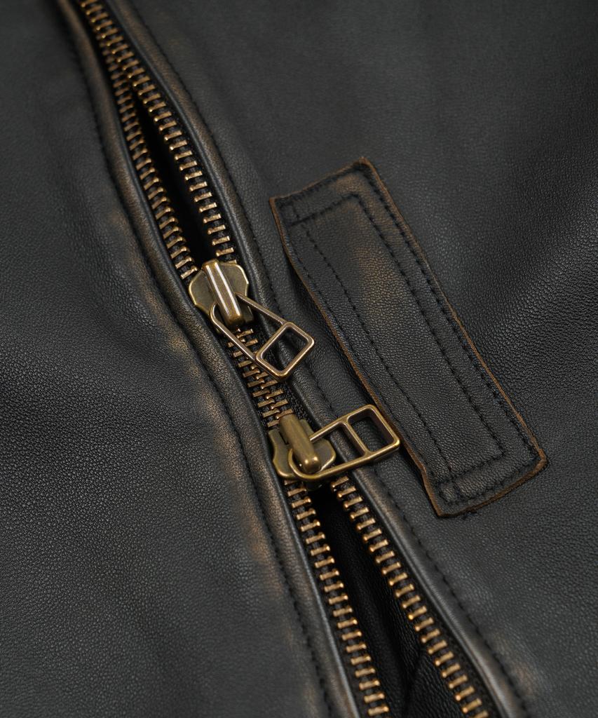 FRIZMWORKS Lambskin Flight Jacket _ Washed Brown