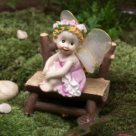 4Pcs/Set Fairy Garden DIY Flower Angels Ornament Miniature Decor Resin Figurines