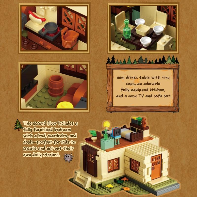 1108 ШТ. Будинок-загадка Будівельні блоки DIY Модель для складання Класичний мультяшний будиночок у лісі Дитяча розвиваюча DIY Іграшка Подарунки