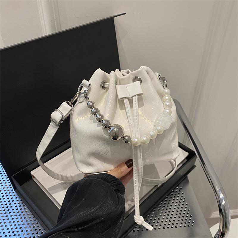Large Capacity Bag Fashion Pearl Handbag Texture Pu Shoulder Bag Niche Versatile Bucket Bag