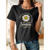 Sunshine Printed T-Shirts, Patterned Printed Round-Neck T-Shirts, Round-Neck Short-Sleeved T-Shirts, Round-Neck Tops, Casual Short-Sleeved T-Shirts