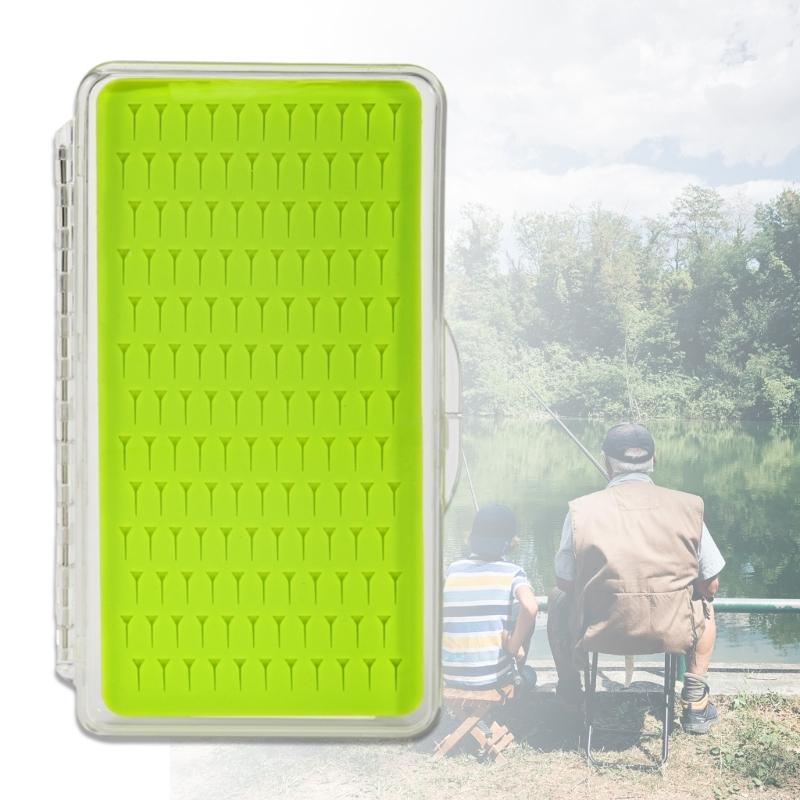 Waterproof Single Side Plastic Fly Box Silicone Pad Insert Fly Storage Fishing Tackle Box Clear Lid Fly Box Container